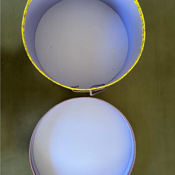 Tina Higgins Tri-Coastal Design 2002 Vintage Hat Box Holder Birds Floral Yellow - Picture 4 of 7